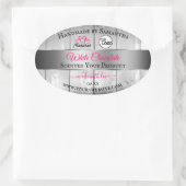 ピンクシルバー白木目の製品ラベルのロゴ 楕円形シール (バッグ)