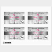 ピンクシルバー白木目の製品ラベルのロゴ 長方形シール (シート)