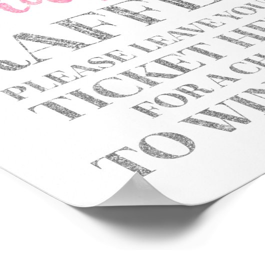 ピンクシルバー紙吹雪おむつラッフルベビーシャワー ポスター (角)