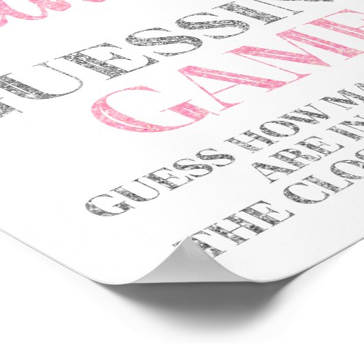 ピンクシルバー紙吹雪キャンディ推測ゲームサイン ポスター (角)