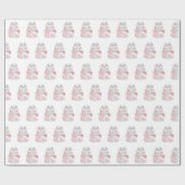 ピンクシルバー結婚ズケーキ誕生日結婚ズラップ ラッピングペーパー (フラット)