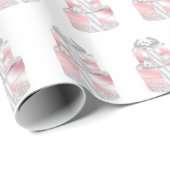 ピンクシルバー結婚ズケーキ誕生日結婚ズラップ ラッピングペーパー (ロールコーナー)
