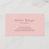 ピンクシルバー美容師シザーフラワータイポグラフィ 名刺 (裏面)