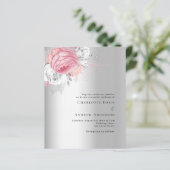 ピンクシルバー花模様予算結婚式招待状 (スタンド正面)