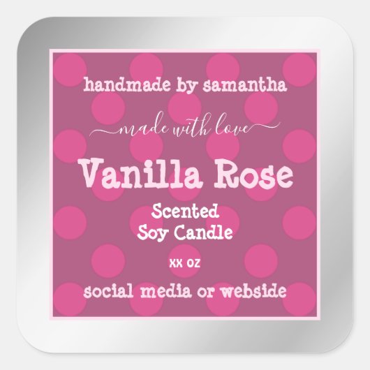 ピンクシルバー製品の包装ラベルプロフェッショナル スクエアシール (正面)