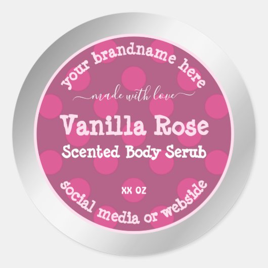 ピンクシルバー製品の包装ラベルプロフェッショナル ラウンドシール (正面)