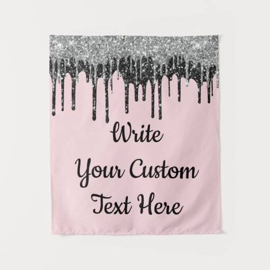 ピンクシルバー記念日の背景誕生日プロップ タペストリー (正面)
