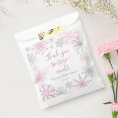 ピンクシルバー雪片ありがとう雪 フェイバーバッグ (封をした状態)