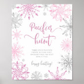 ピンクシルバー雪片おしゃぶり狩りゲームポスター ポスター (正面)