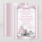 ピンクシルバー キンチェアラ 15歳の誕生日 招待状 (正面/裏面)