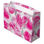 ピンクシルバー グラム アブストラクト サークル 誕生日 ラージペーパーバッグ (裏面アングル)