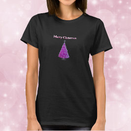 ピンクシルバー スパークルツリー クリスマスTシャツ Tシャツ