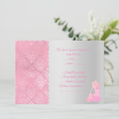 ピンクシルバー ダンシングカップル RSVP 招待状 (スタンド正面)