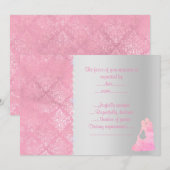 ピンクシルバー ダンシングカップル RSVP 招待状 (正面/裏面)