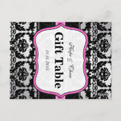 ピンクシルバー＆ブラックダマスクテーブルナンバーカード ポストカード (裏面)