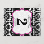 ピンクシルバー&ブラックダマスコテーブルナンバーカード ポストカード (裏面)