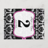 ピンクシルバー&ブラックダマスコテーブルナンバーカード ポストカード (裏面)