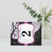 ピンクシルバー&ブラックプラムツリーテーブル番号カード ポストカード (スタンド正面)