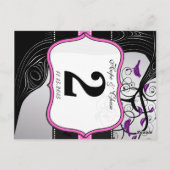 ピンクシルバー&ブラックプラムツリーテーブル番号カード ポストカード (裏面)