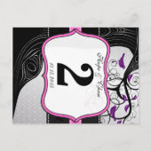 ピンクシルバー&ブラックプラムツリーテーブル番号カード ポストカード (裏面)