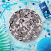 ピンクシルバー&ブラック美しいスピルグラムグロスガーリー ペーパープレート (パーティー)