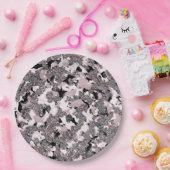 ピンクシルバー&ブラック美しいスピルグラムグロスガーリー ペーパープレート (パーティー)