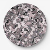 ピンクシルバー&ブラック美しいスピルグラムグロスガーリー ペーパープレート (正面)
