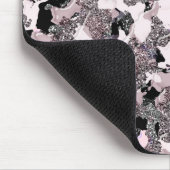 ピンクシルバー&ブラック美しいスピルグラムグロスガーリー マウスパッド (コーナー)