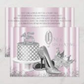 ピンクシルバー プリンセスのキンセアニエラ招待状 招待状 (正面/裏面)