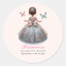 ピンクシルバー プリンセスドレス おとぎ話 誕生日パーティー ラウンドシール