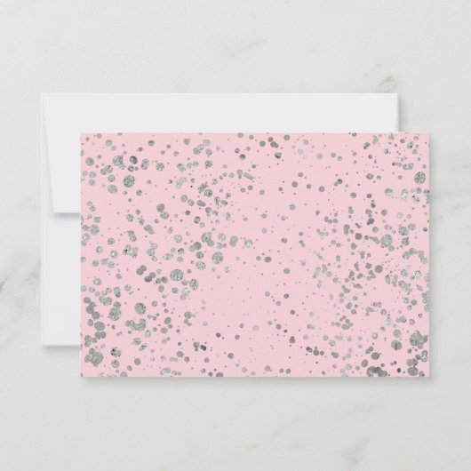 ピンクシルバーRSVPキンセアニェラスペインのレスポンスカード 招待状 (裏面)