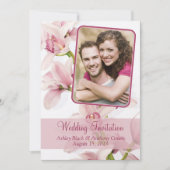 ピンクシンビジウムオーキッドフォト結婚式招待状 招待状 (正面)