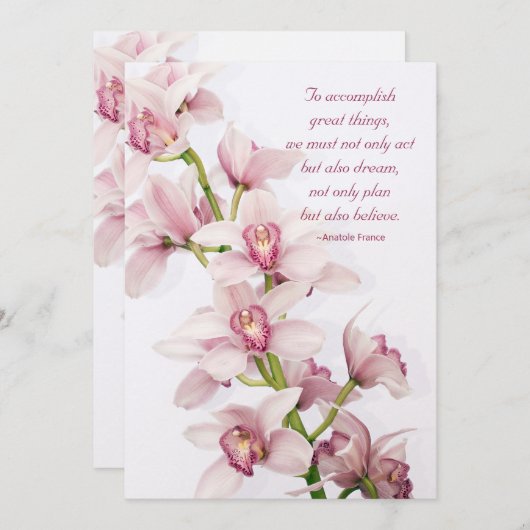 ピンクシンビジウムオーキッドフローラ卒業招待状 招待状 (正面/裏面)