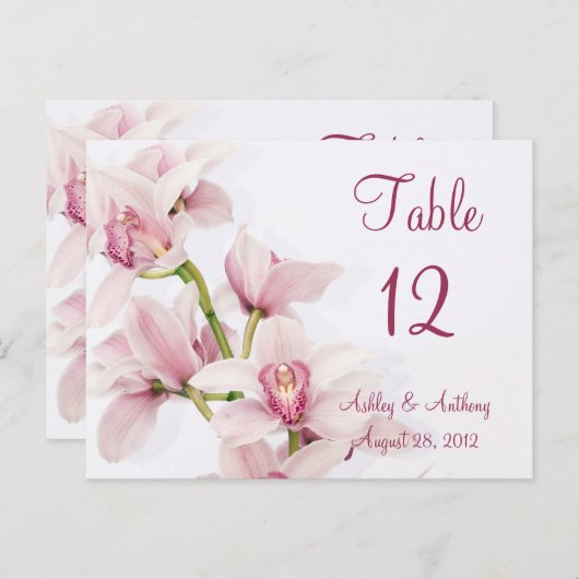 ピンクシンビジウムオーキッド結婚フローラのテーブルカード ポストカード (正面/裏面)