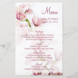 ピンクシンビジウムオーキッド結婚フローラのメニューカード
