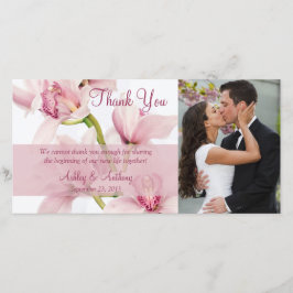 ピンクシンビジウム結婚オーキッド's Thank Youフォトカード サンキューカード
