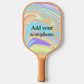 ピンクシンプルがかったオレンジ色の黄色の抽象芸術名tを追加 ピックルボールラケット (裏面)