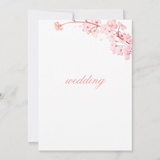 ピンクシンプルさくらんぼフローラ結婚ズ 招待状 (裏面)