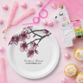 ピンクシンプルさくらんぼ紙プレート ペーパープレート (パーティー)