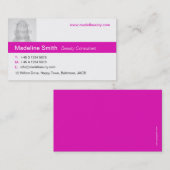 ピンクシンプルとホワイトのフォトピンクのバック名刺 名刺 (正面/裏面)