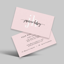 ピンクシンプルのイニシャル名名刺 名刺