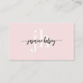 ピンクシンプルのイニシャル名名刺 名刺 (正面)