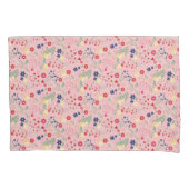 ピンクシンプルのガーデンワイルドフラワーパターン 枕カバー (正面)