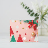 ピンクシンプルのクリスマスのお願い箱 ポストカード (スタンド正面)
