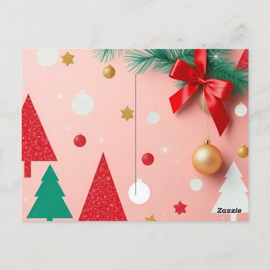 ピンクシンプルのクリスマスのお願い箱 ポストカード (裏面)