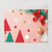 ピンクシンプルのクリスマスのお願い箱 ポストカード (正面)
