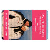 ピンクシンプルのシックな写真Save the Date Magnet マグネット (横)