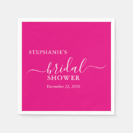 ピンクシンプルのスクリプトブライダルシャワー スタンダードカクテルナプキン