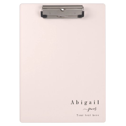 ピンクシンプルのスクリプト名モダンラグジュアリーパーソナライズされた クリップボード (正面)