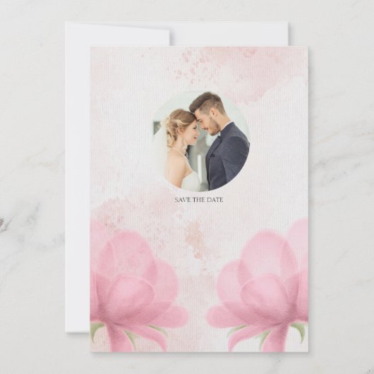 ピンクシンプルのフローラとエレガントなウェディング招待状 招待状 (裏面)